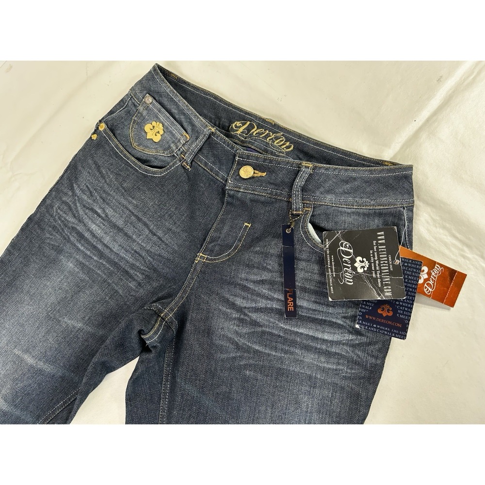 NWT Dereon Denim Jeans Size 5/6 Boot Cut Flare Low Rise Embellished Beyonce 2009